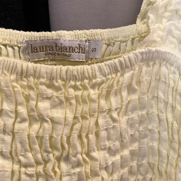 Laura Bianchi Yellow Linen Midi Dress Size Small - Picture 3 of 3